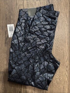torrid Metallic Scallop Leggings - Navy & Black